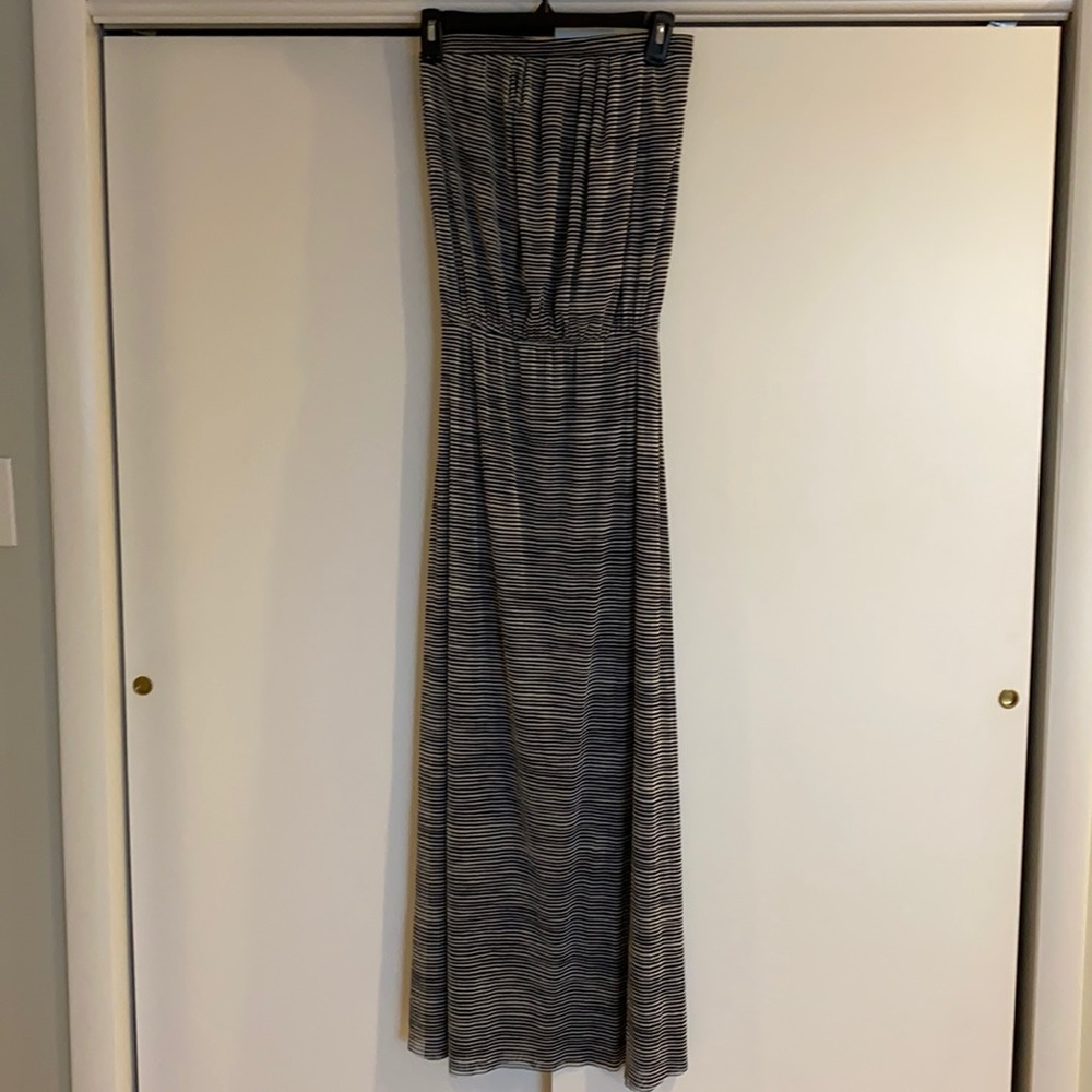 Blue and White Strapless striped Cynthia Rowley Dress